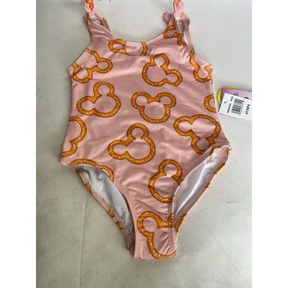 Disney Mickey Minnie Mouse Pretzel One Piece Swimsuit Swimwear Toddler Girls 4T